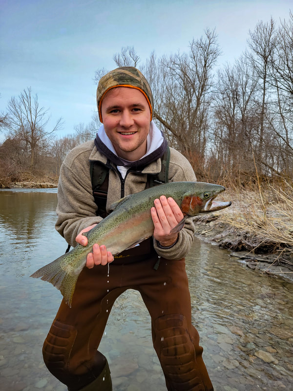 Lake Erie tributary fly fishing. 