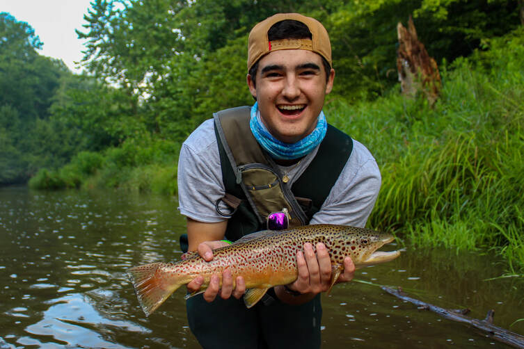 Trout fly fishing in the mountains of Pennsylvania. 